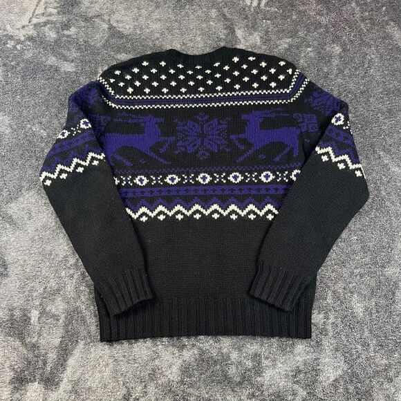 Ralph Lauren Purple Label Hand Knit Cashmere Fair Isle Black Purple NWOT M *Read - Picture 8 of 9
